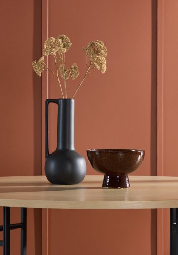 VENTURE DESIGN Copenhagen spisebord, rundt - hvitkalket MDF og svart metall (140)