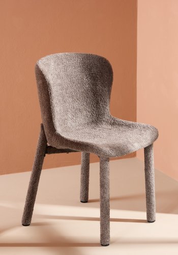 VENTURE DESIGN Astoria Esszimmerstuhl – brauner Bouclé-Stoff