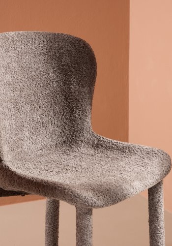 VENTURE DESIGN Astoria Esszimmerstuhl – brauner Bouclé-Stoff