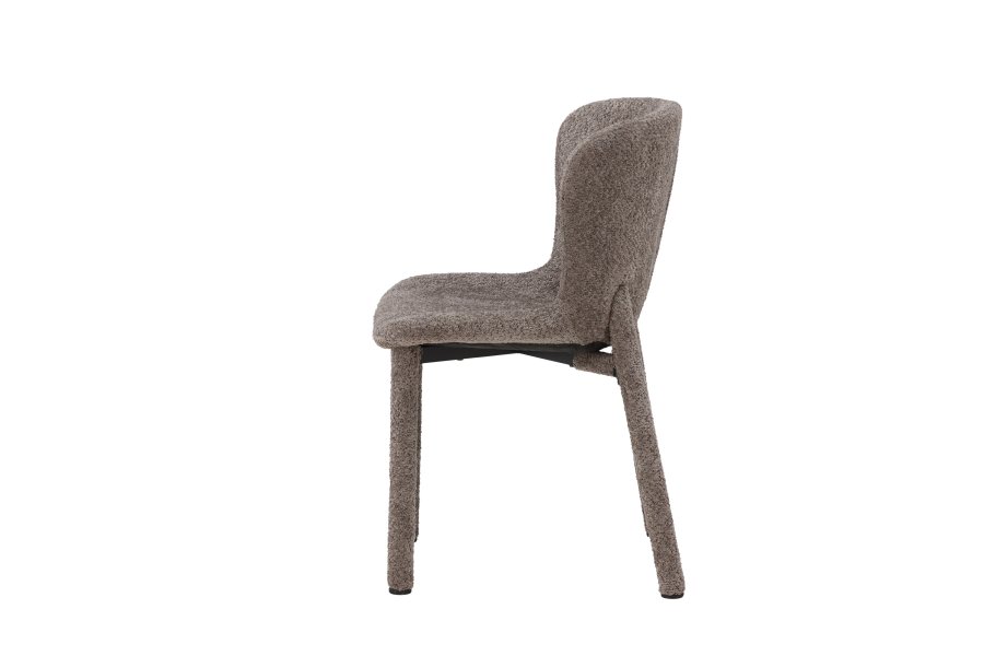 VENTURE DESIGN Astoria Esszimmerstuhl – brauner Bouclé-Stoff