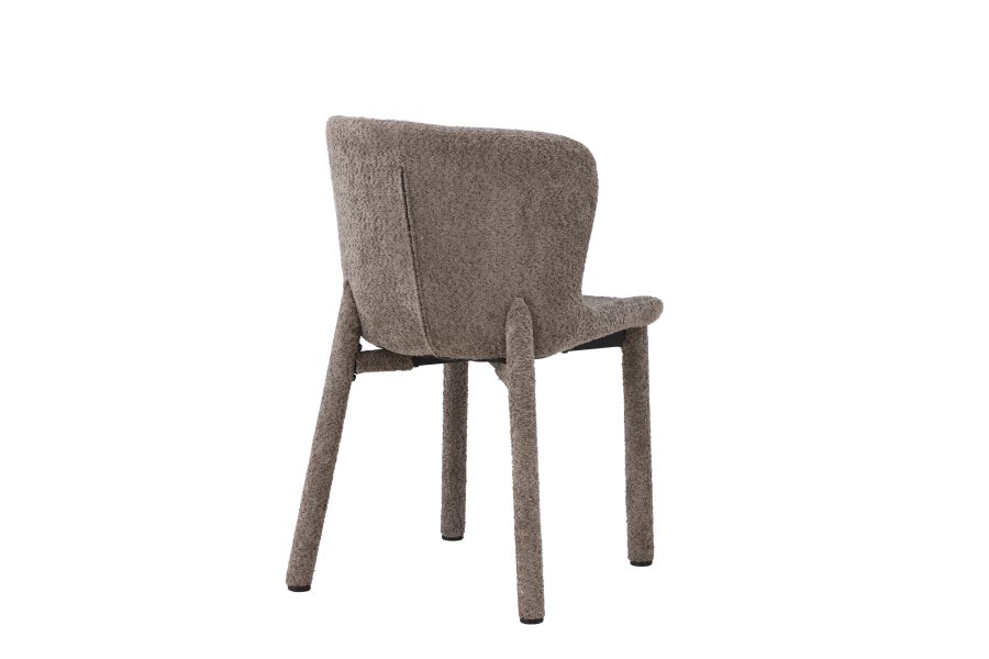 VENTURE DESIGN Astoria Esszimmerstuhl – brauner Bouclé-Stoff