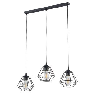 TK Diamant loftlampe, m. 3 skrme - sort stl