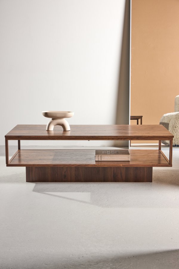 VENTURE DESIGN Maglehem Sofabord - 130*60*38cm - St�l Valn�d / MDF Valn�d 3D-papir