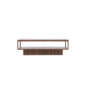VENTURE DESIGN Maglehem sofabord, m. 1 hylde - MDF og st�l med valn�d 3D-papir (130x60x38)