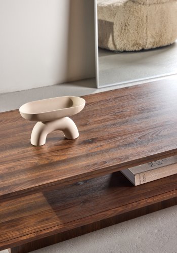 VENTURE DESIGN Maglehem sofabord, m. 1 hylde - MDF og st�l med valn�d 3D-papir (130x60x38)