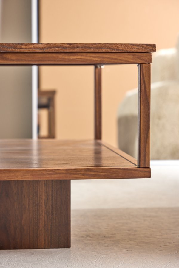 VENTURE DESIGN Maglehem Sofabord - 130*60*38cm - St�l Valn�d / MDF Valn�d 3D-papir