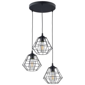 TK Diamant loftlampe, m. 3 skrme - sort stl