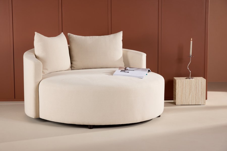 VENTURE DESIGN Kelso sofa, rund - beige lin (150)