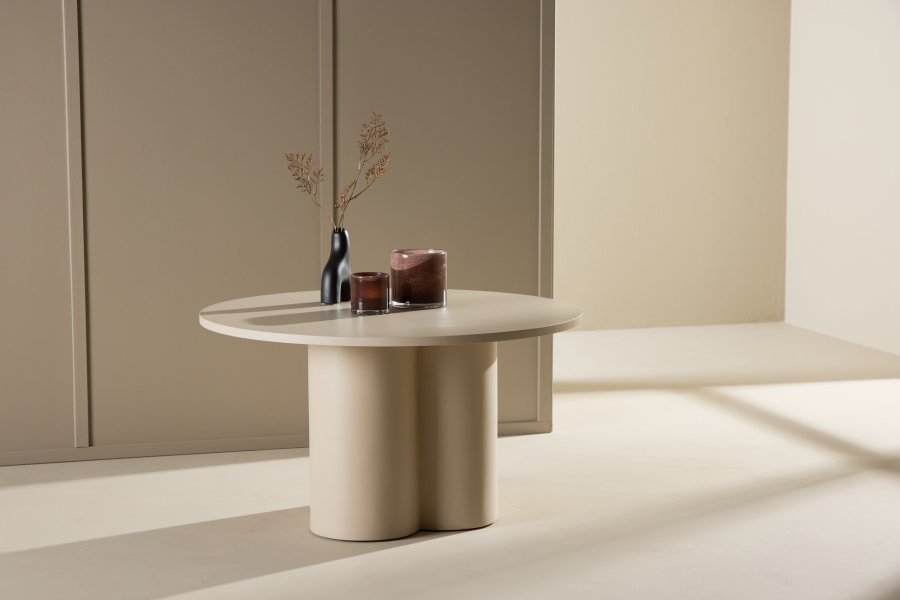 VENTURE DESIGN Olivia sofabord, rundt - beige MDF (80)