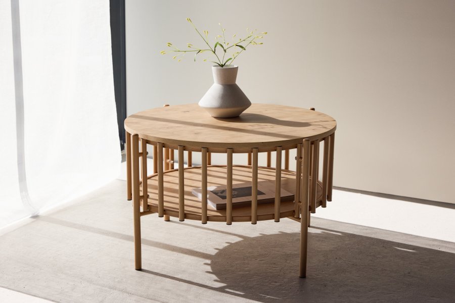 
VENTURE DESIGN Rubbo sofabord - naturfarget trelook, rundt
