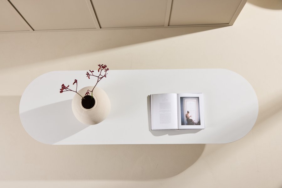 VENTURE DESIGN Narvik sofabord, ovalt - beige sintret stein (190x60)