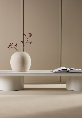 VENTURE DESIGN Narvik sofabord, ovalt - beige sintret stein (190x60)