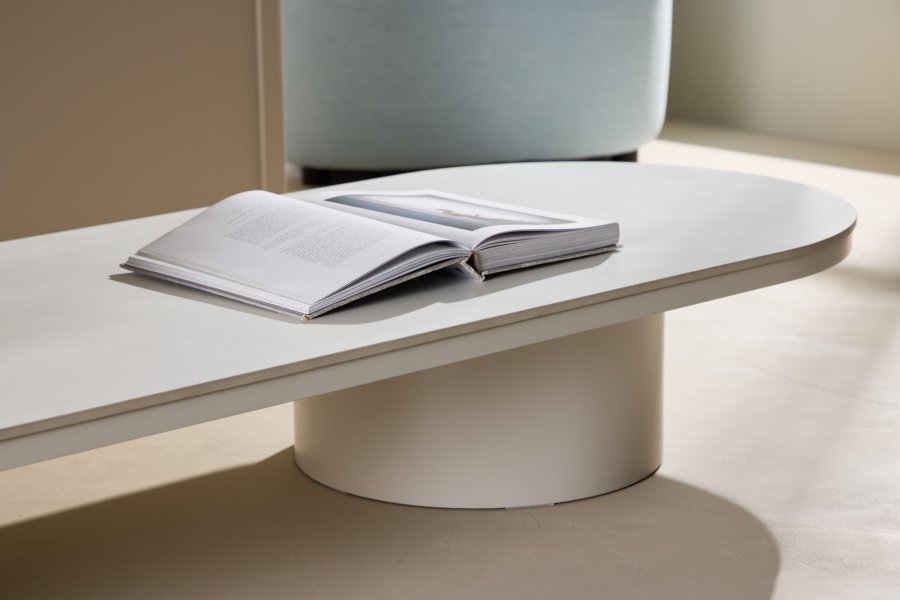 VENTURE DESIGN Narvik sofabord, ovalt - beige sintret stein (190x60)