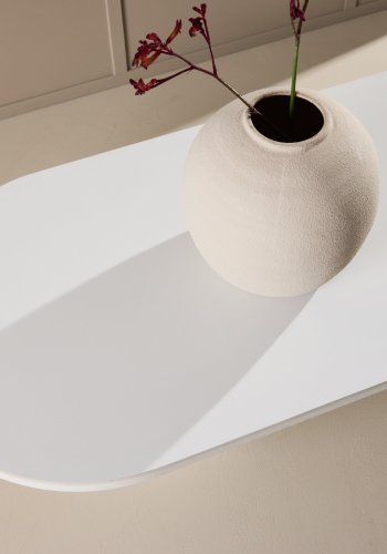 VENTURE DESIGN Narvik sofabord, ovalt - beige sintret stein (190x60)