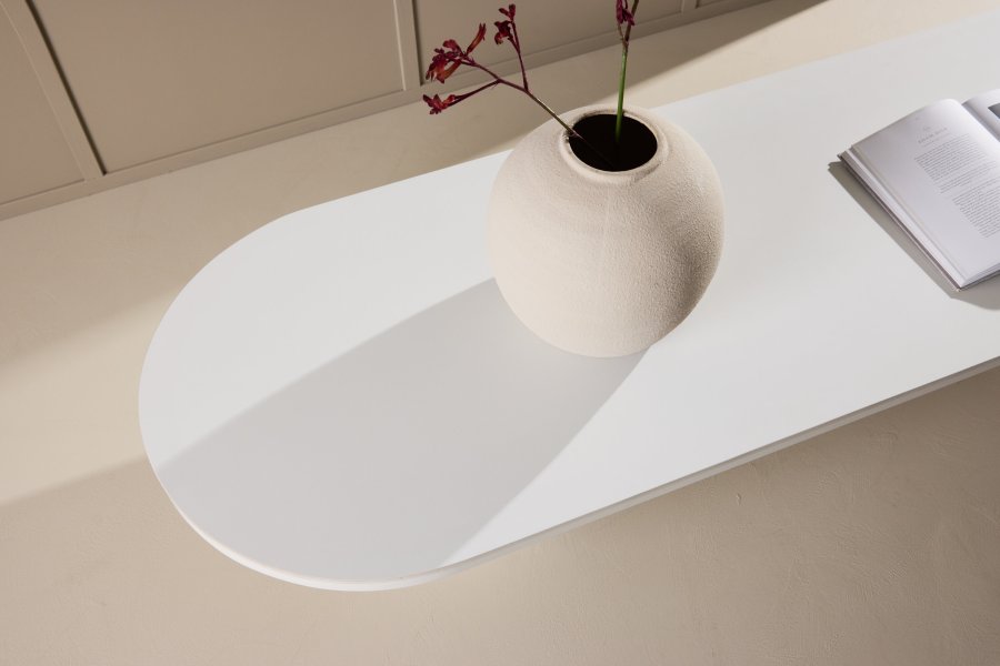 VENTURE DESIGN Narvik sofabord, ovalt - beige sintret stein (190x60)