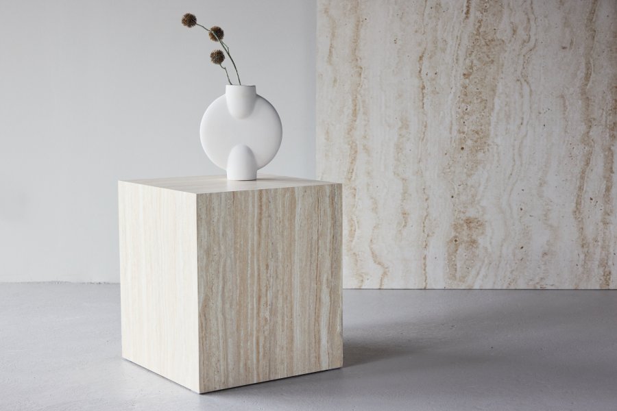 VENTURE HOME York salongbord 45x40x40 cm - Travertin-utseende