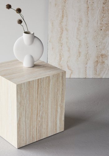 VENTURE HOME York salongbord 45x40x40 cm - Travertin-utseende