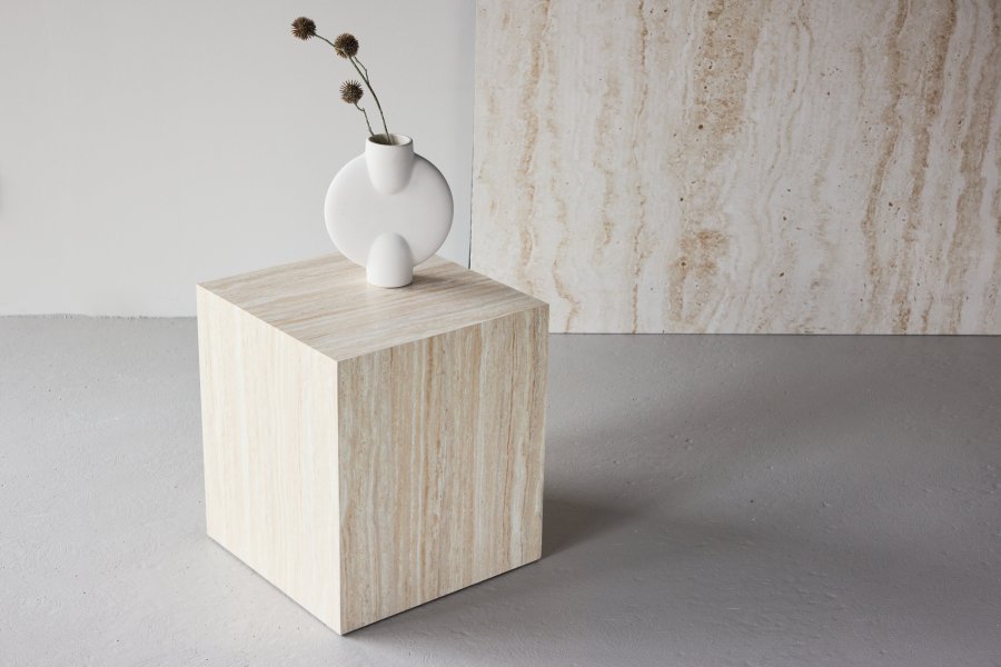 VENTURE HOME York salongbord 45x40x40 cm - Travertin-utseende