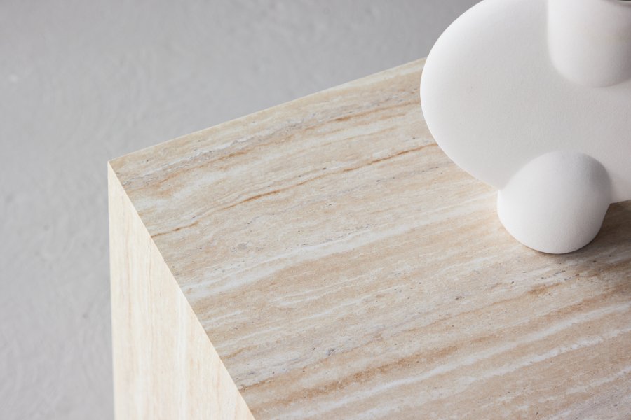 VENTURE HOME York salongbord 45x40x40 cm - Travertin-utseende