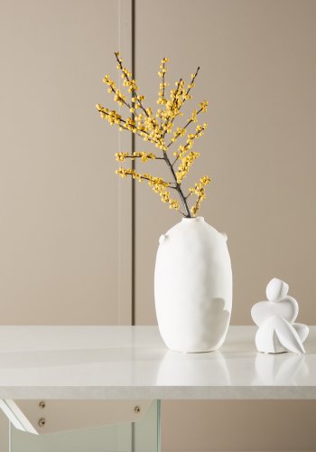 VENTURE DESIGN Ester Couchtisch, rechteckig – weißes MDF mit Betonoptik und klarem Glas (120x80)