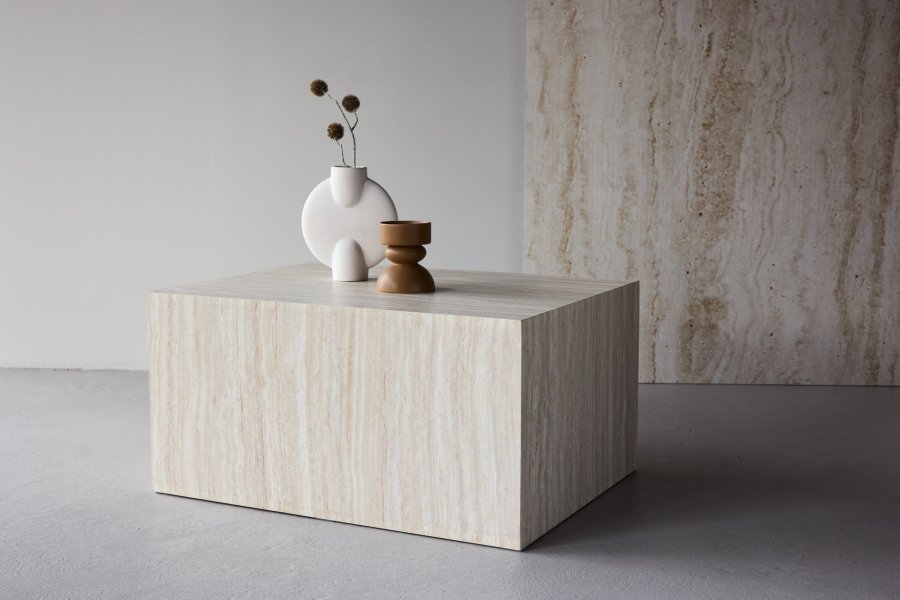 VENTURE HOME York salongbord 40x60x80 cm - Travertin-utseende