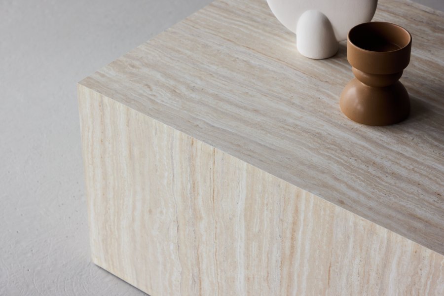 VENTURE HOME York salongbord 40x60x80 cm - Travertin-utseende