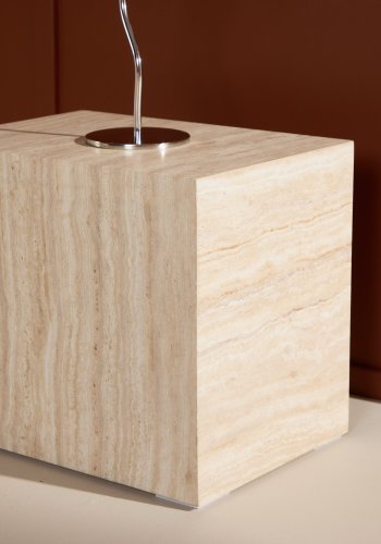 VENTURE DESIGN York sidebord, rektangulrt - beige MDF med travertin-utseende (35x25)