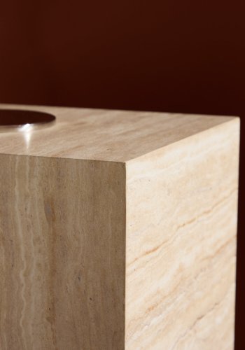 VENTURE DESIGN York sidebord, rektangulrt - beige MDF med travertin-utseende (35x25)