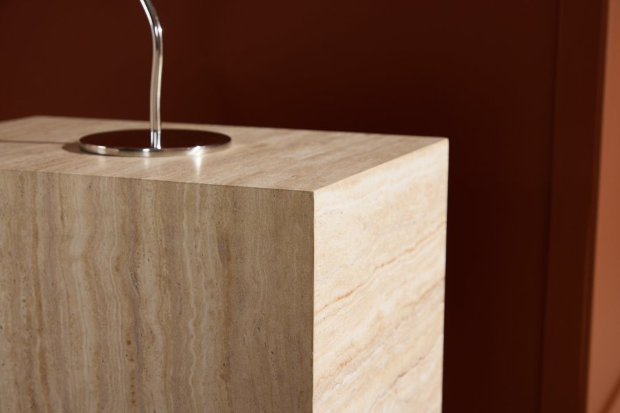 VENTURE DESIGN York sidebord, rektangulrt - beige MDF med travertin-utseende (35x25)