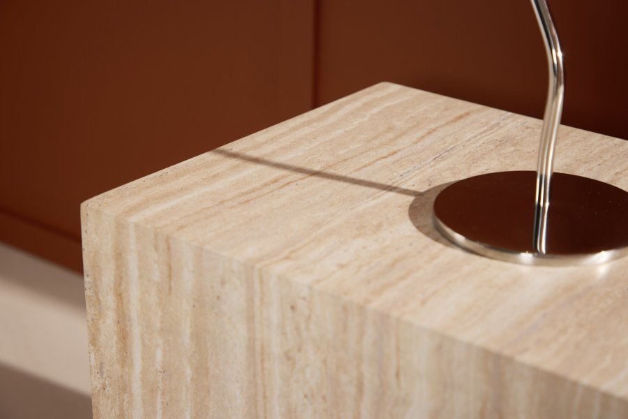 VENTURE DESIGN York sidebord, rektangulrt - beige MDF med travertin-utseende (35x25)