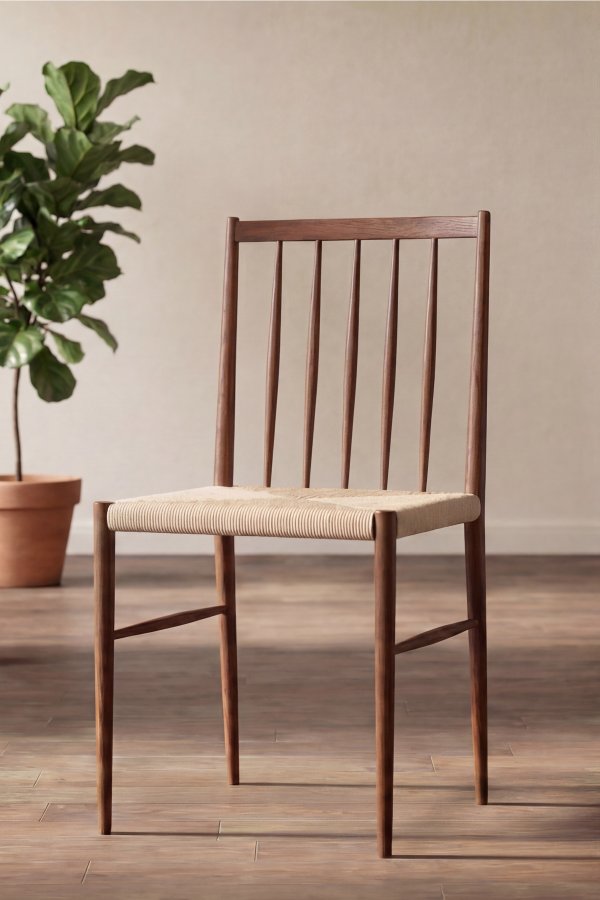 VENTURE HOME Enes spisebordsstol - beige reb og mocca st�l