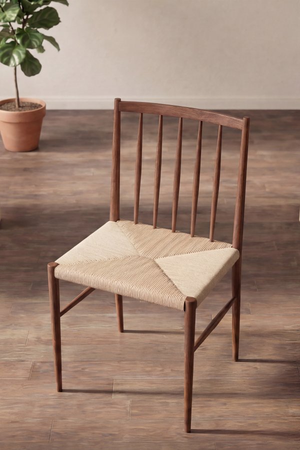 VENTURE HOME Enes spisebordsstol - beige reb og mocca st�l