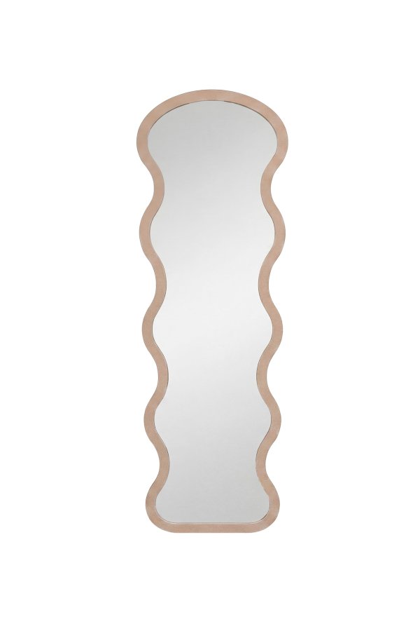 VENTURE HOME Loui gulvspejl, organisk - spejlglas og beige MDF (158x49)