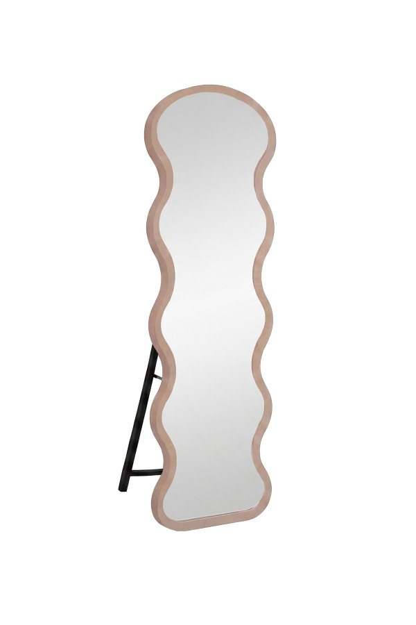 VENTURE HOME Loui gulvspejl, organisk - spejlglas og beige MDF (158x49)