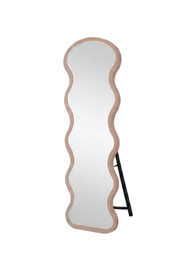 VENTURE HOME Loui gulvspejl, organisk - spejlglas og beige MDF (158x49)