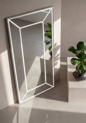 VENTURE HOME Lojf gulvspejl, rektangul�r - spejlglas og hvid aluminium (180x90)