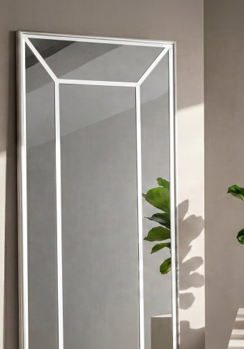 VENTURE HOME Lojf gulvspejl, rektangul�r - spejlglas og hvid aluminium (180x90)