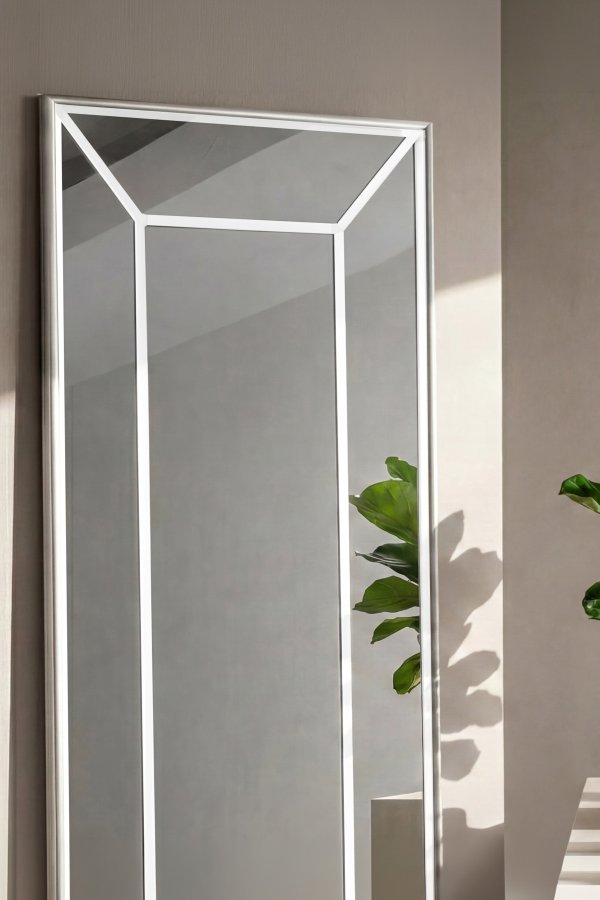 VENTURE HOME Lojf gulvspejl, rektangul�r - spejlglas og hvid aluminium (180x90)