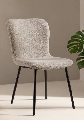 VENTURE HOME Linus spisebordsstol - beige boucl� stof og sort jern