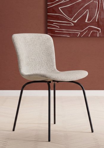 VENTURE HOME Linus spisebordsstol - beige boucl� stof og sort jern