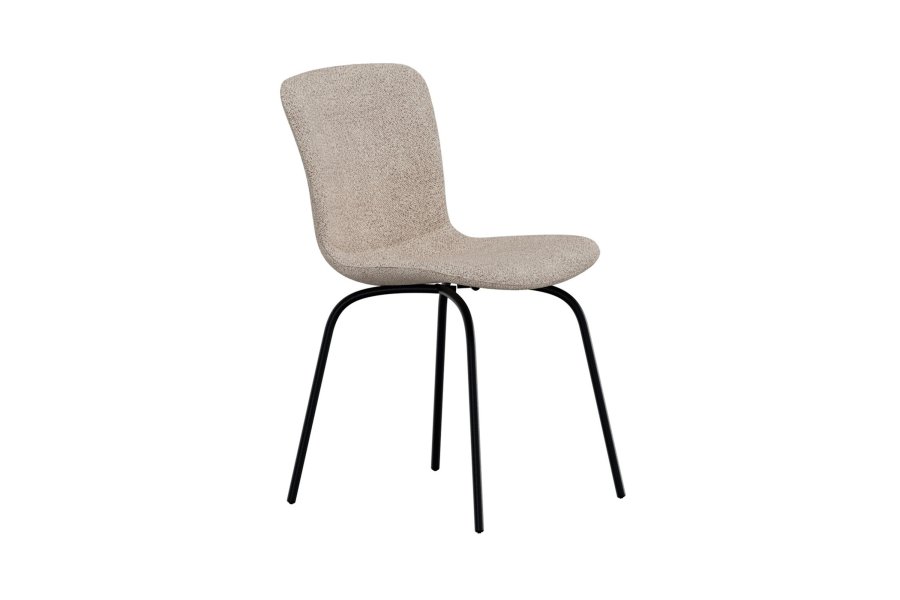 VENTURE HOME Linus spisebordsstol - beige boucl� stof og sort jern