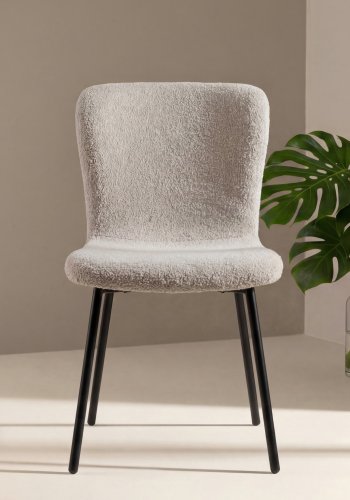 VENTURE HOME Linus spisebordsstol - beige boucl� stof og sort jern