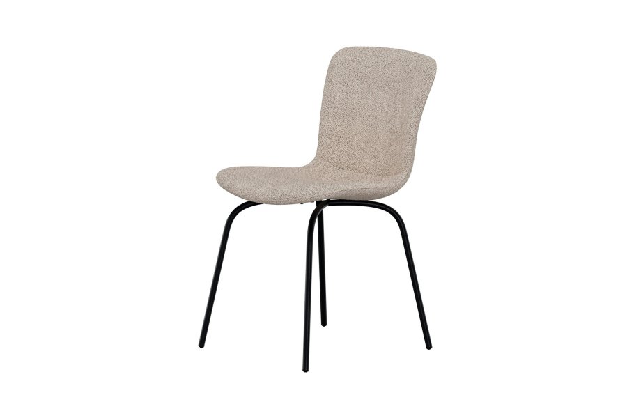VENTURE HOME Linus spisebordsstol - beige boucl� stof og sort jern