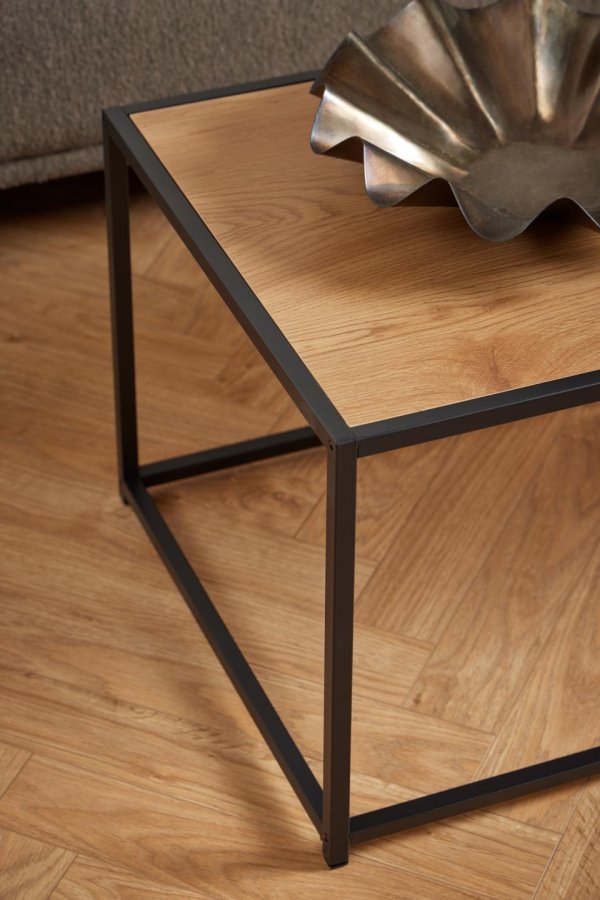 ACT NORDIC Seaford Couchtisch, rechteckig – natürliches Wildeichenpapier und schwarzer Stahl (100x50)