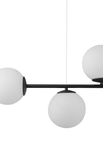 TK Celeste taklampa, w. 5 skrmar - vitt glas och svart stl