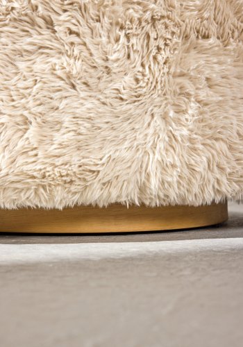 VENTURE DESIGN Astru l�nestol, m. arml�n - beige kunstpels og tr�look metal