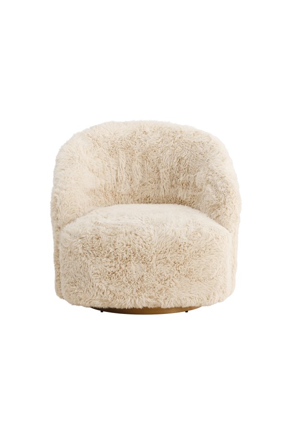 VENTURE DESIGN Astru L�nestol - Metal tr�look/ Beige Kunstpels