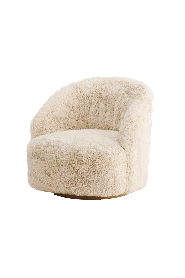 VENTURE DESIGN Astru L�nestol - Metal tr�look/ Beige Kunstpels