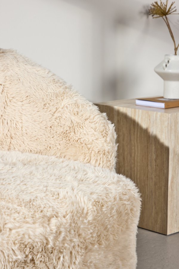 VENTURE DESIGN Astru L�nestol - Metal tr�look/ Beige Kunstpels