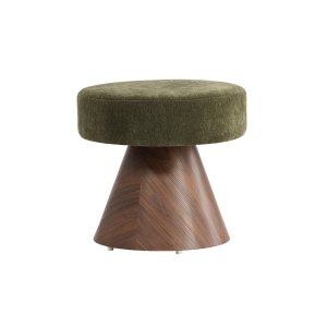 VENTURE DESIGN Lanzo puf, rund - m�rkegr�n stof og MDF med Mocca 3D-papir (�48)